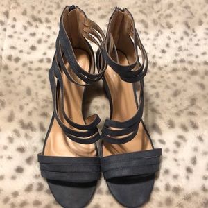 Blue wedge sandals in good used condition